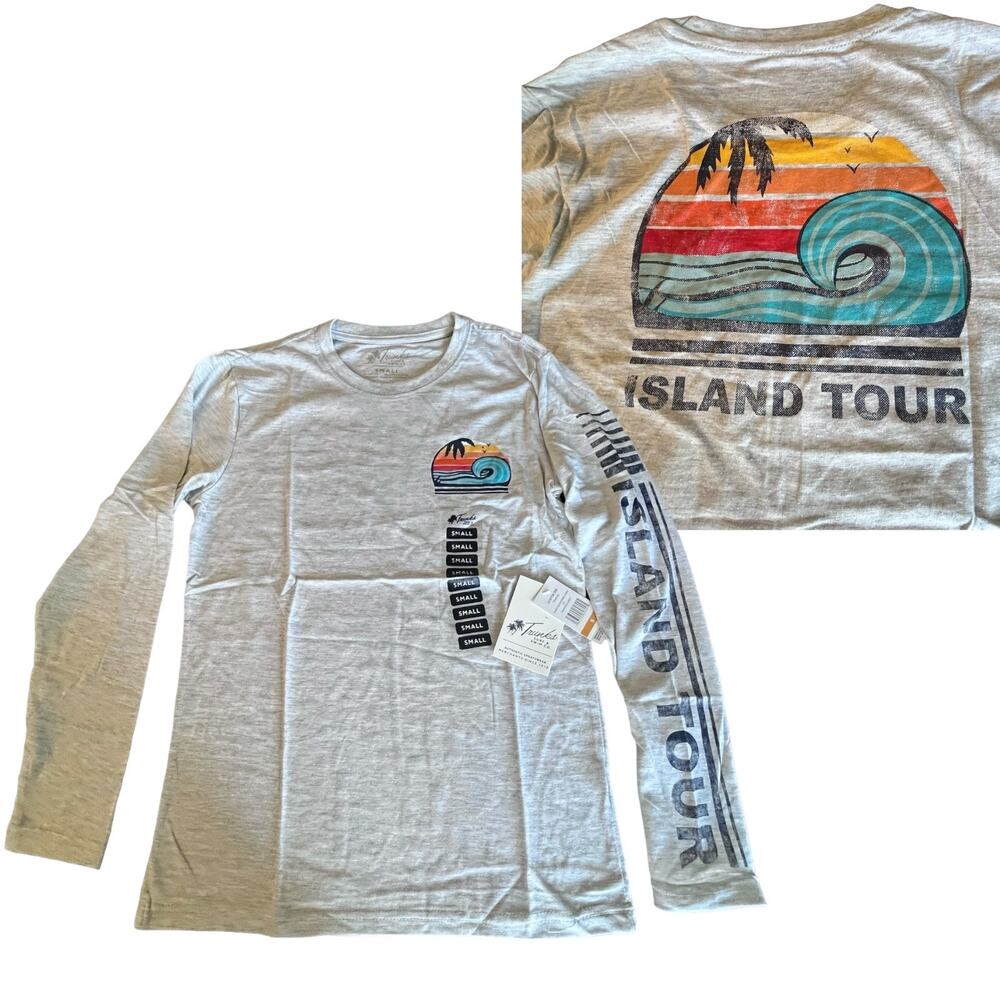 NEW Trunks Surf & Swim Long Sleeve TEE SM Men's Women's Gray 100% Cotton T Shirt